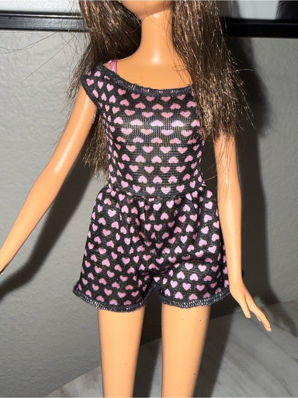 Barbie Mattel black jumper with pink hearts